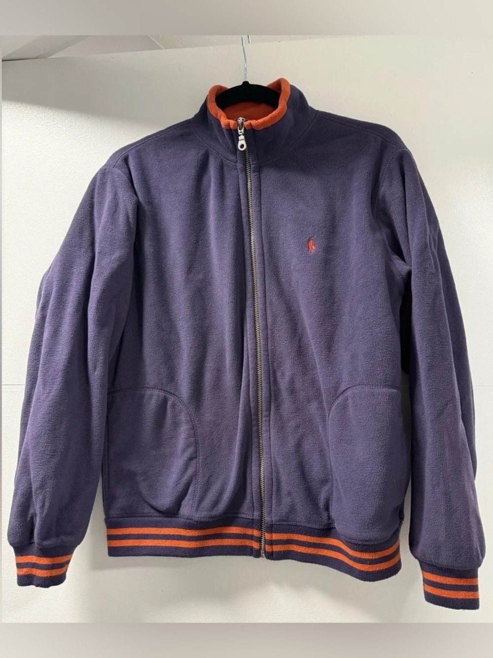 Polo Ralph Lauren Men’s Purple & Orange Full Zip Fleece Jacket | Size Small